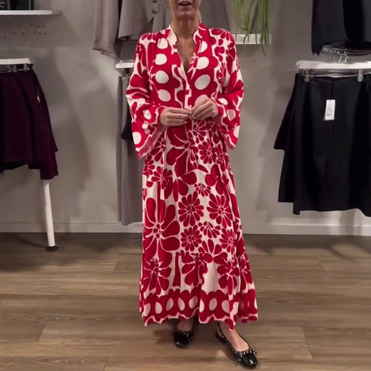 Damen Maxikleid mit floralem Muster und weitem Schnitt EB