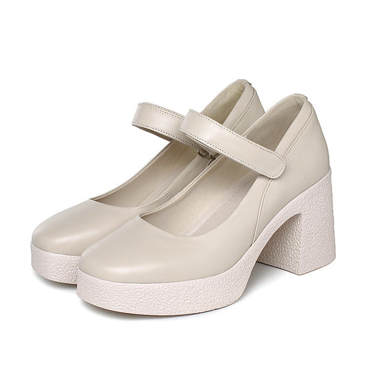 Damen Plateau Pumps mit verstellbarem Riemen und strukturiertem Blockabsatz EB