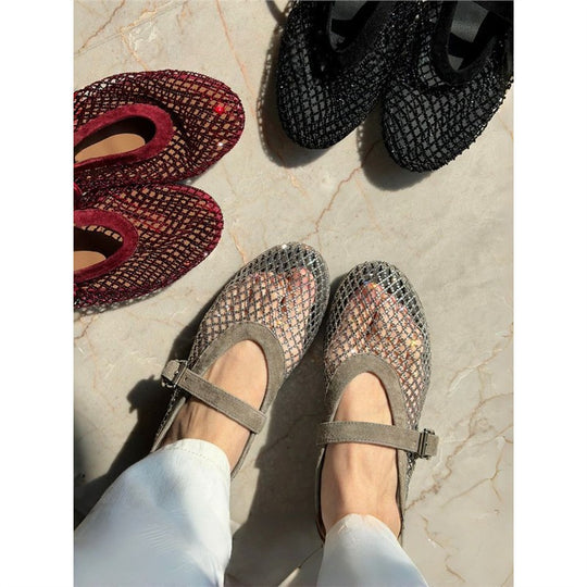 Damen modische Netz-Mary-Jane-Schuhe mit eleganter Schnalle EB