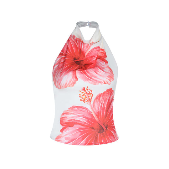 Damen Hochgeschlossene Blumenshirt mit Cut-Outs EB