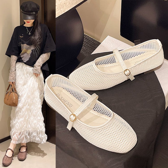Damen atmungsaktive Ballerinas mit verstellbarem Riemen EB