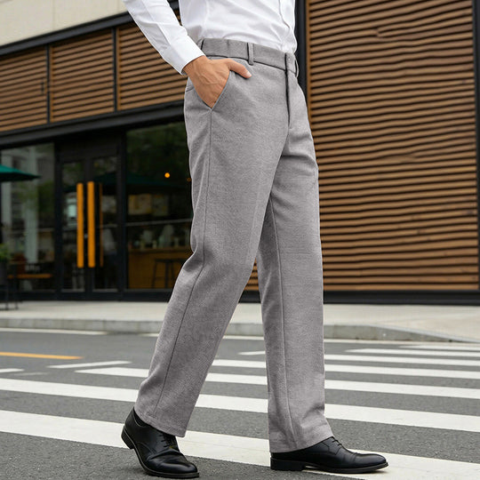 Herren Elegante gerade Tailoring-Hose mit Bügelfalte und feiner Fischgrätstruktur EB