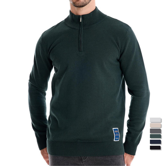 Herren Pullover mit kurzem Reißverschluss und modischem Stehkragen EB
