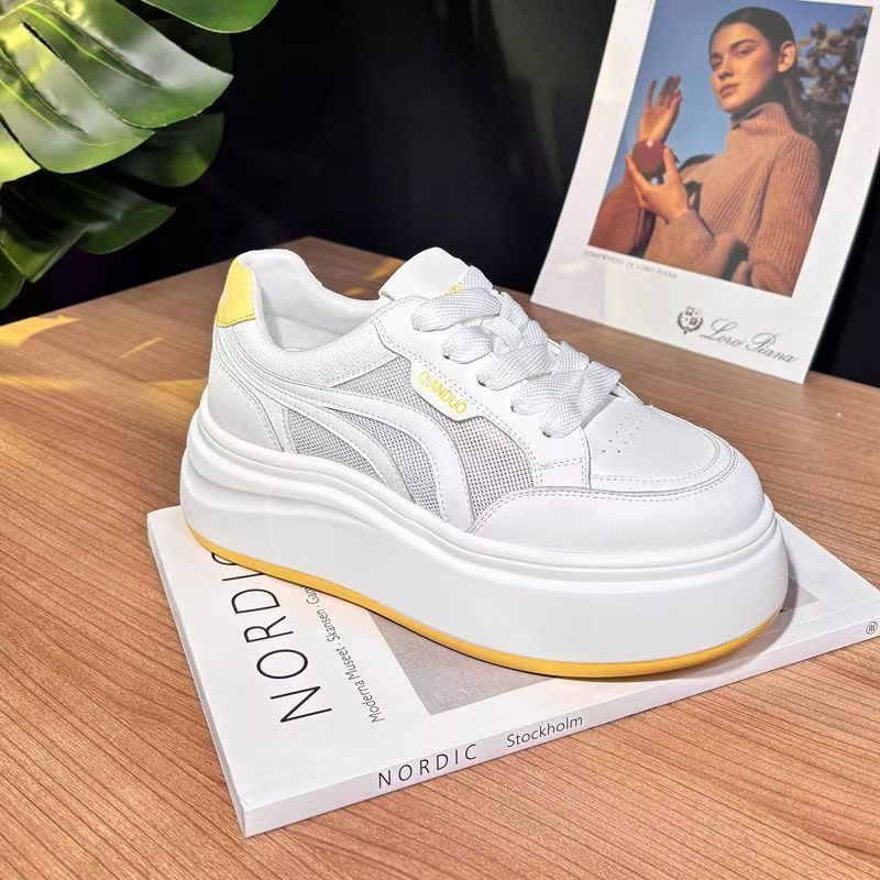 Damen modische Plateau-Sneaker mit atmungsaktivem Obermaterial und dämpfender Sohle EB