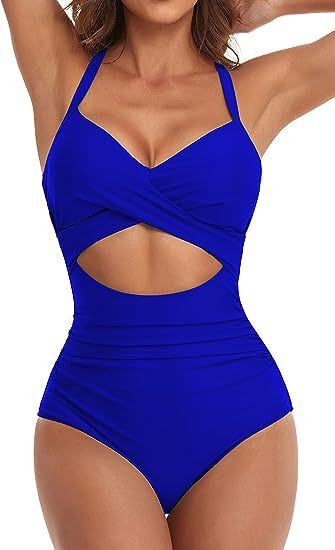 Damen Einteiliger Badeanzug mit elegantem Wickelschnitt EB