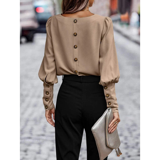 Damen modische Bluse mit elegantem Puffärmel und hochwertiger Stoffqualität EB