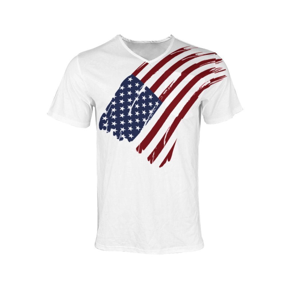 Herren V-Ausschnitt T-Shirt mit kreativem Flaggenmotiv EB
