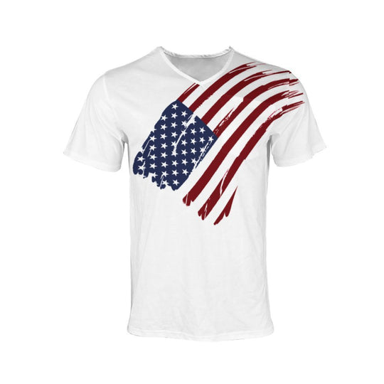 Herren V-Ausschnitt T-Shirt mit kreativem Flaggenmotiv EB