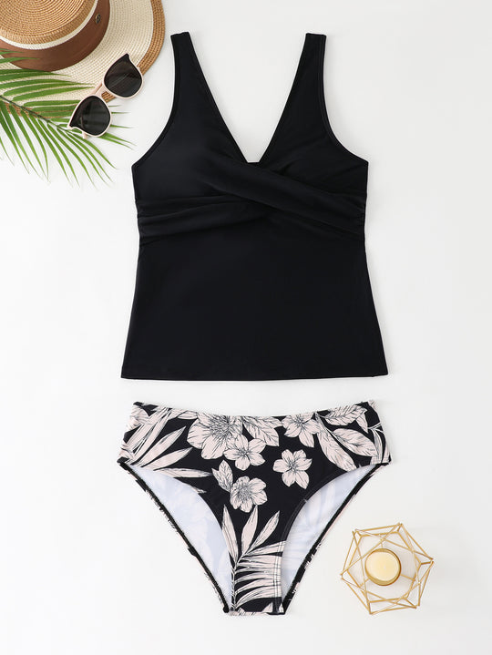 Damen Tankini-Set mit floralem Hosenrock und elegantem Oberteil EB