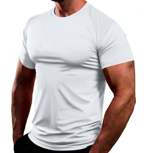 Herren nan athletisches Melange-Elasthanshirt mit nahtlosem Schulterdesign und körperformendem Schnitt EB