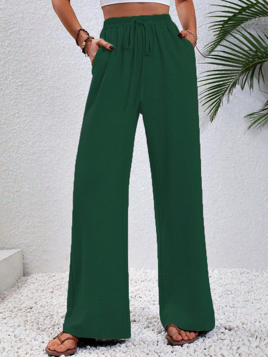 Damen Weite Sommerhose mit elastischem Bund und Taschen EB