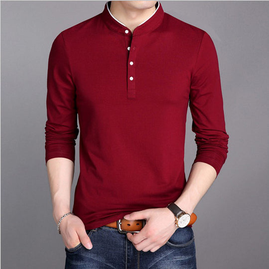 Herren Langarm-Henley-Shirt mit modernem Schnitt und hochwertiger Baumwolle EB