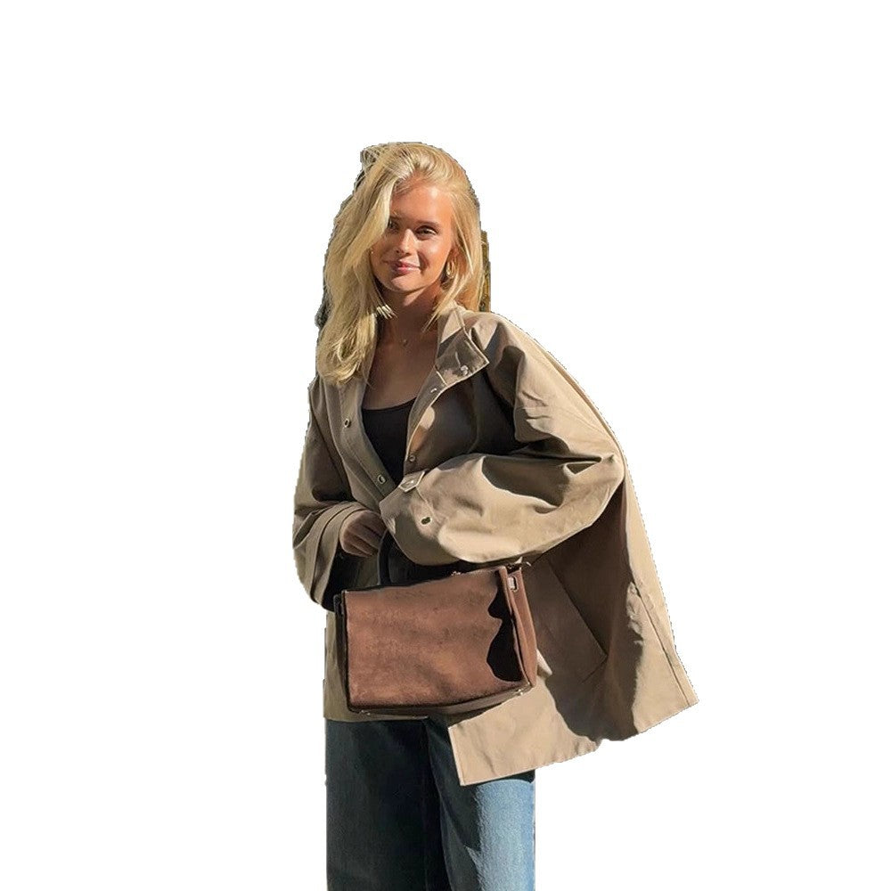Damen lässige Oversized Jacke mit praktischen Taschen EB
