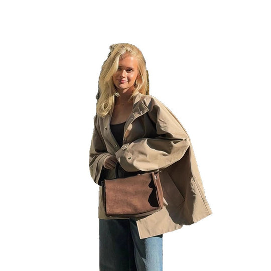 Damen lässige Oversized Jacke mit praktischen Taschen EB