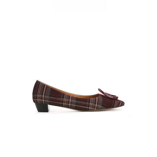 Damen Flache Ballerinas mit modischem Karo-Design und schicker Schnalle EB