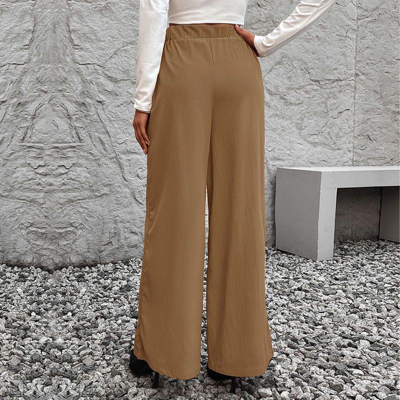 Damen weit geschnittene Hochbundhose mit Bindegürtel EB