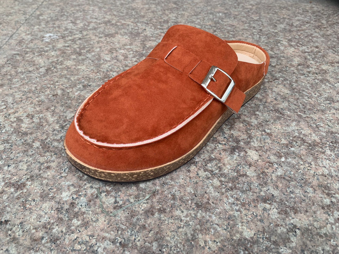 Damen Mokassin-Mule mit verstellbarer Schnalle und Kork-Plateau EB