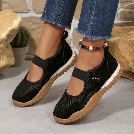 Damen Sportliche Sneakers mit atmungsaktivem Mesh-Obermaterial und flexiblem Klettverschluss EB