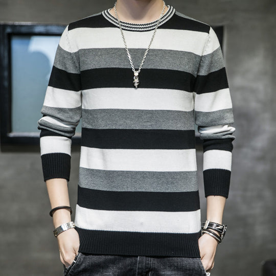 Herren gestreifter Pullover aus weichem Baumwollmix EB