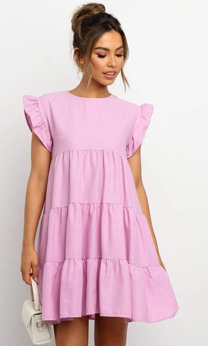 Damen Lässiges Kleid mit Rüschendetails und taillierter Silhouette EB