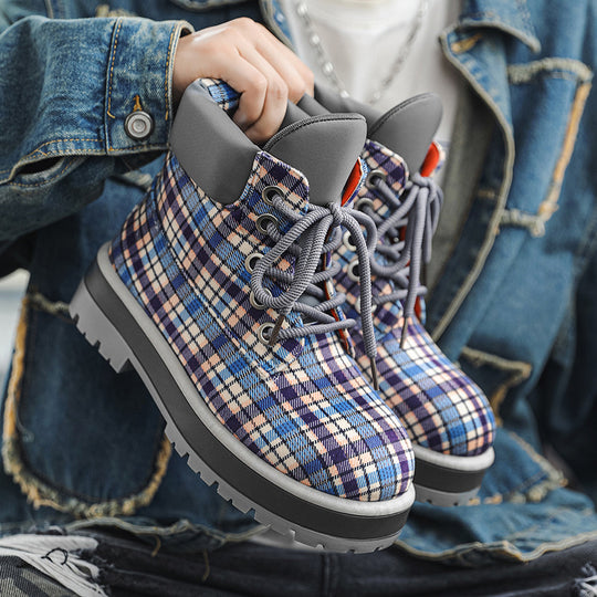Herren Schnürstiefel mit kariertem Obermaterial und robustem Profil von EB