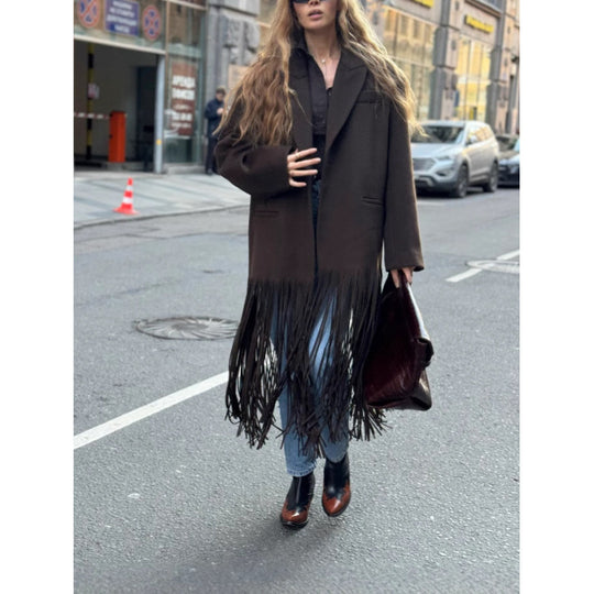 Damen Oversized Fransenjacke EB