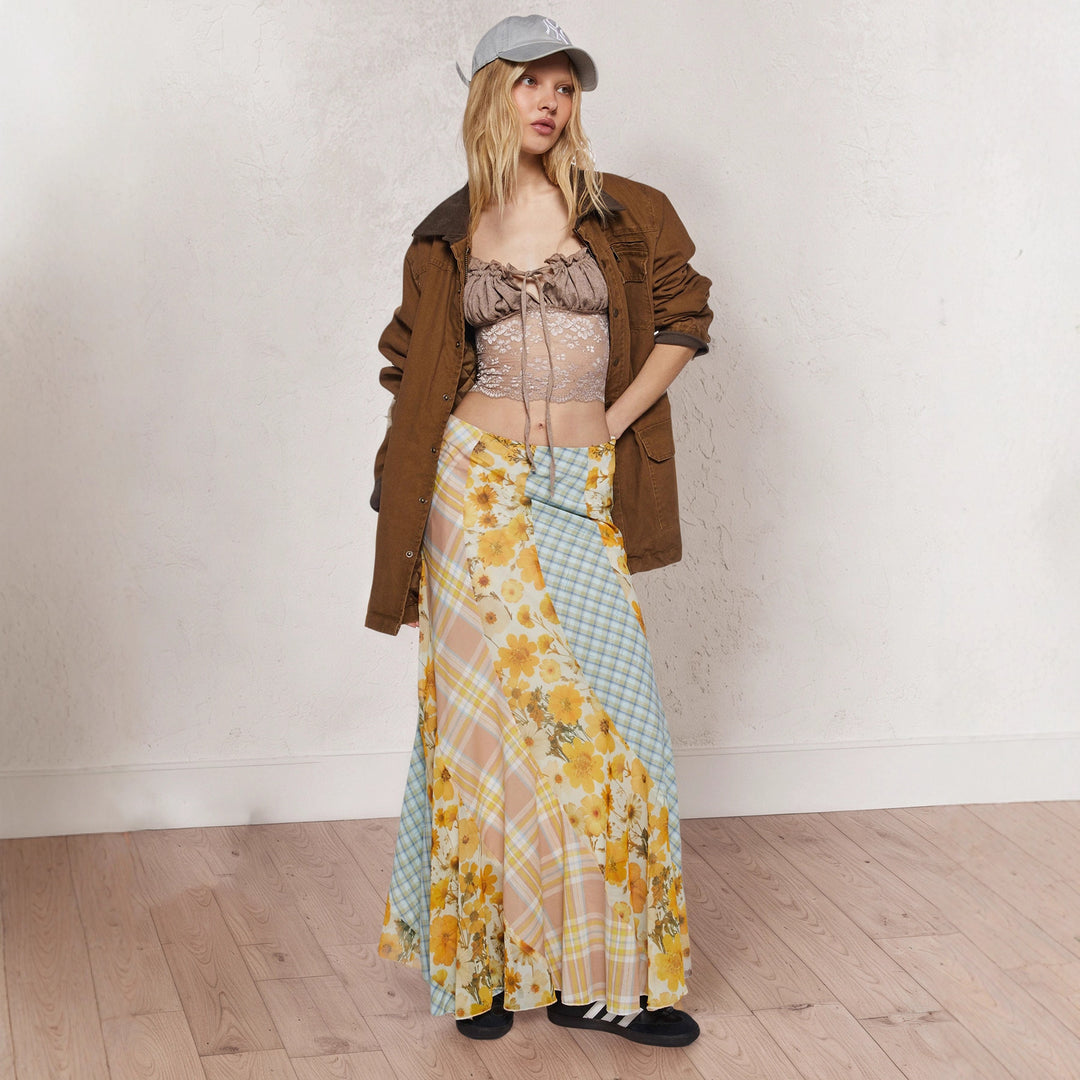 Damen Maxirock mit floralem Design und verspielten Farben EB