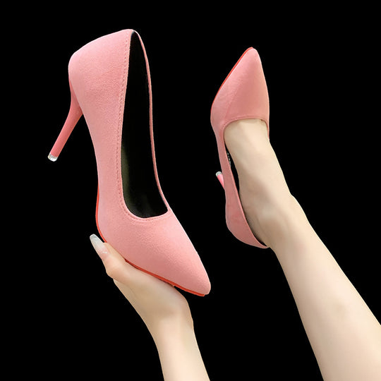 Damen Elegante spitze Pumps mit transparentem Absatz und weichem Obermaterial EB