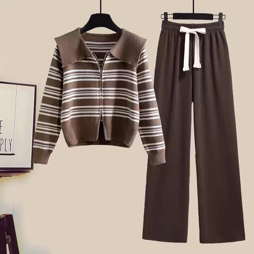 Damen Strickjacke mit Reißverschluss und weiten Hosen EB