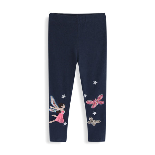 Mädchen Leggings mit glitzernden Feen- und Schmetterlingsapplikationen EB