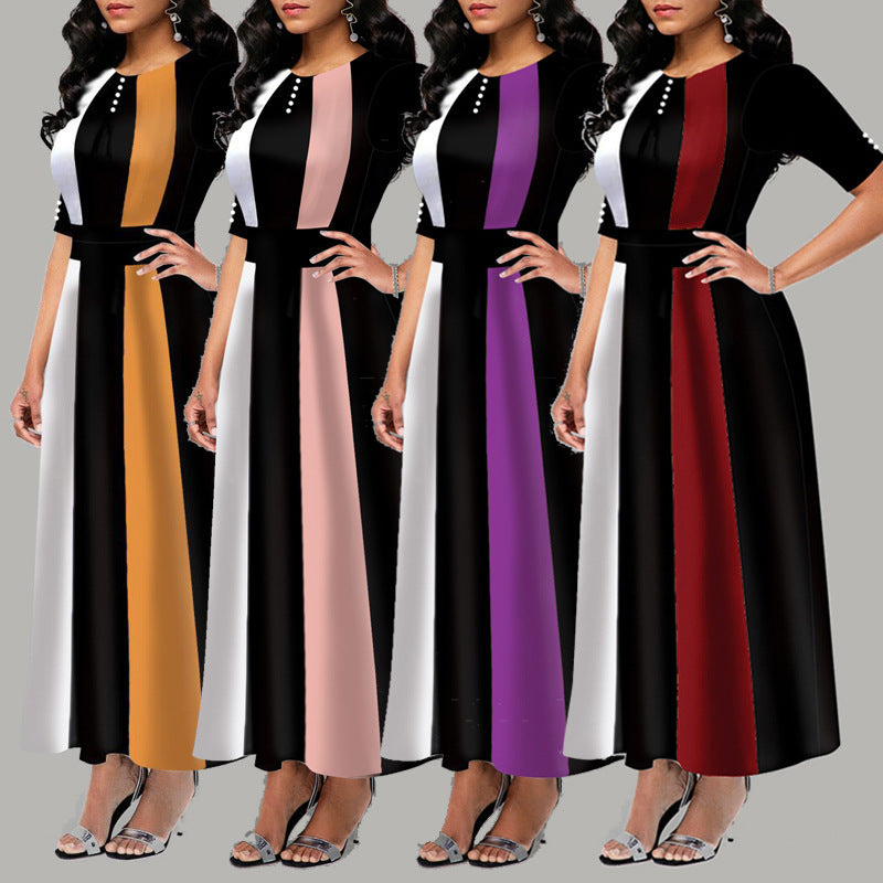 Damen Maxikleid mit modernem Blockdesign und seitlichen Taschen EB
