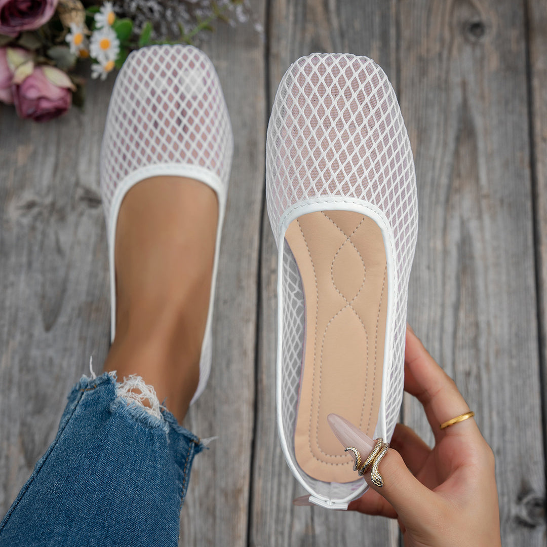 Damen atmungsaktive Slip-On Ballerinas mit flexiblem Netzdesign EB