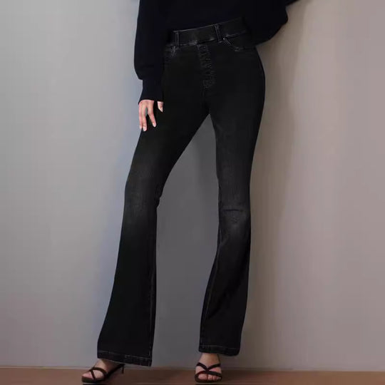 Damen Flared Jeans mit hoher Taille und dezentem Waschung EB
