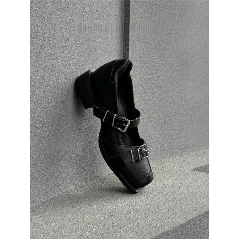 Damen elegante Schnürschuhe mit modischer Schnallenverzierung EB