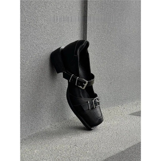 Damen elegante Schnürschuhe mit modischer Schnallenverzierung EB