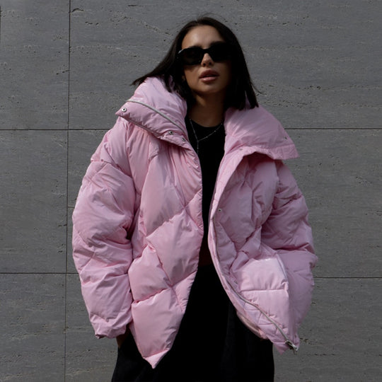 Damen gepolsterte Steppjacke mit hohem Kragen und praktischen Taschen EB