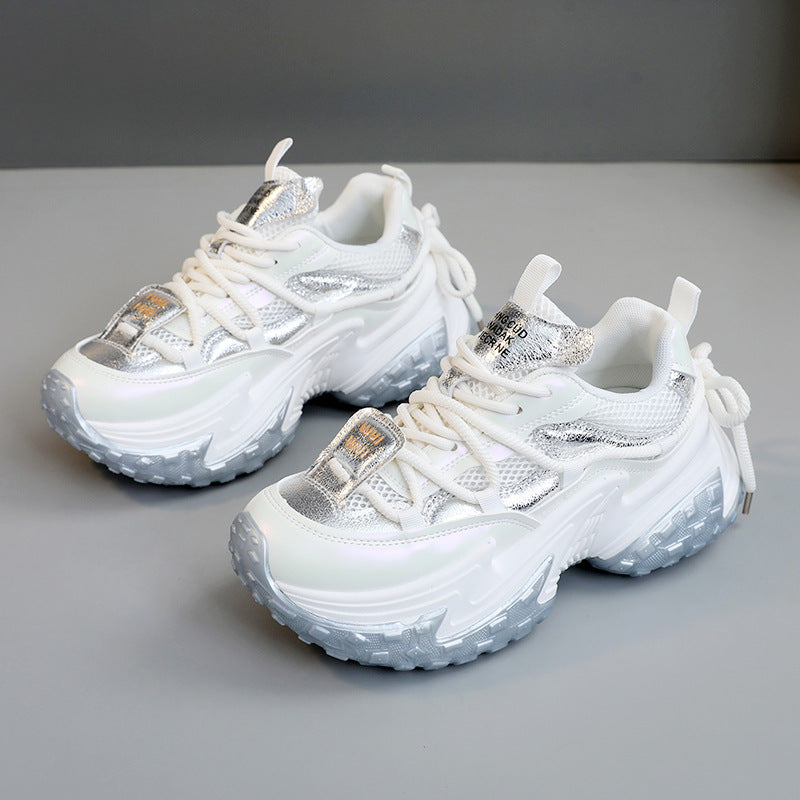 Damen modische Sneakers mit glänzenden Akzenten und stoßdämpfendem Sohlenprofil EB