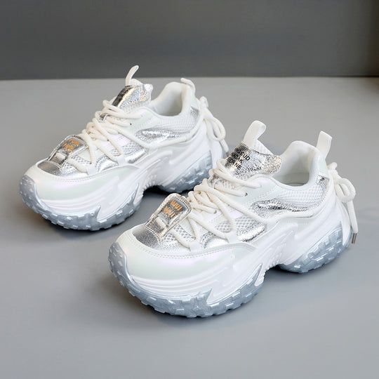 Damen modische Sneakers mit glänzenden Akzenten und stoßdämpfendem Sohlenprofil EB
