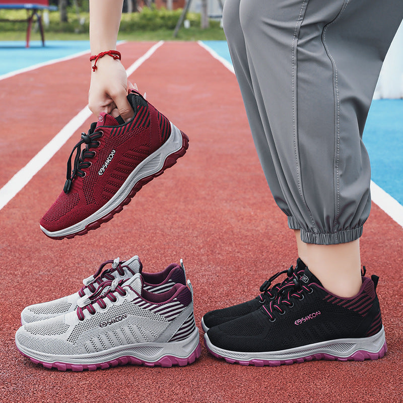 Damen Sportliche Laufschuhe mit atmungsaktivem Mesh-Obermaterial und elastischem Schnellschnürsystem EB