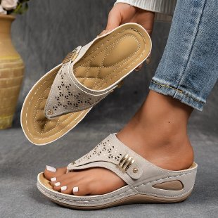 Damen Komfortable Zehenstegsandalen mit ergonomischem Fußbett EB
