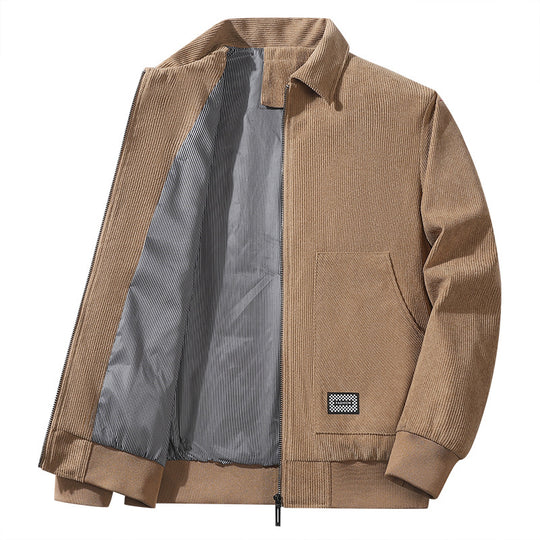 Herren strukturierter Freizeitblouson mit feinem Cordgewebe, gestreiftem Innenfutter und elastischem Saum EB