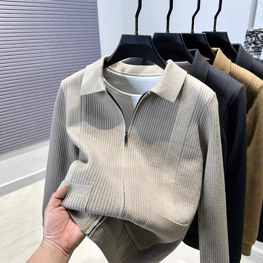 Damen Pullover mit strukturiertem Reißverschluss und klassischem Kragen EB