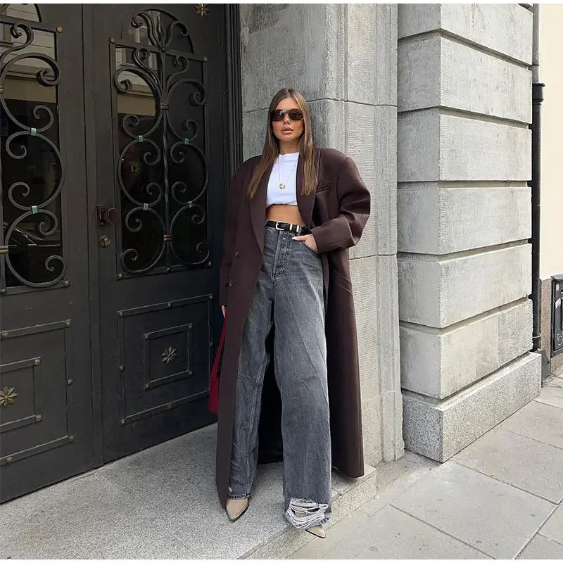 Damen Oversized Wollmantel EB