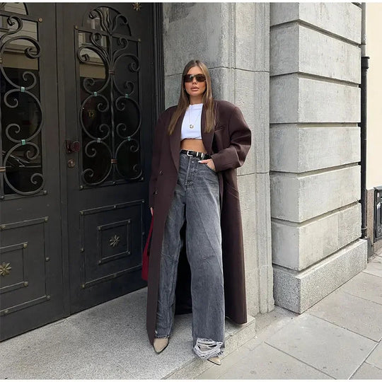 Damen Oversized Wollmantel EB