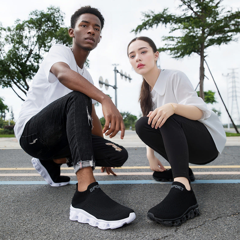 Unisex nan nahtloser Strick-Slip-On mit sockenähnlichem Schaft und skulpturierter Dämpfungssohle EB