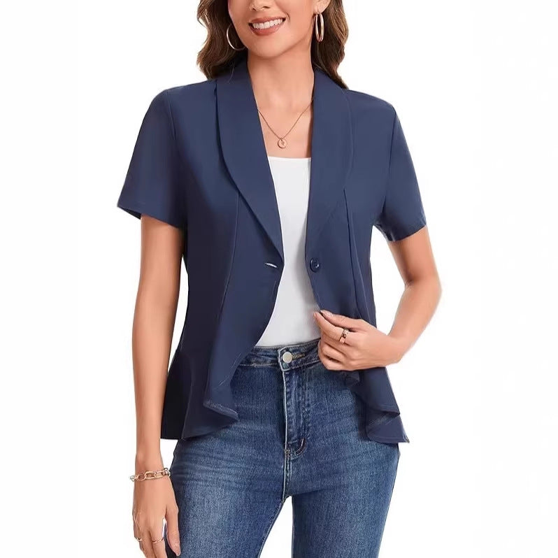 Damen schicke Blazerjacke mit asymmetrischem Schnitt EB