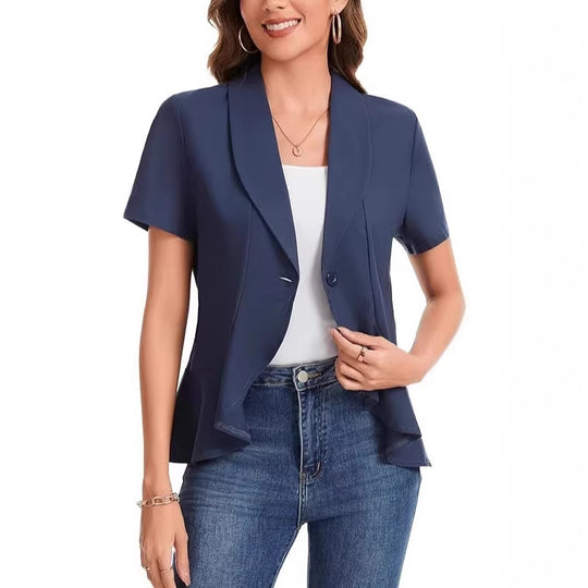 Damen schicke Blazerjacke mit asymmetrischem Schnitt EB