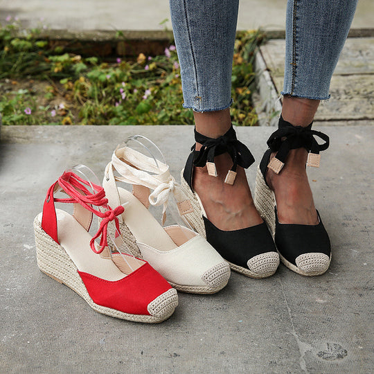 Damen Wedge-Sandalen mit verstellbarem Riemen und elastischem Obermaterial EB