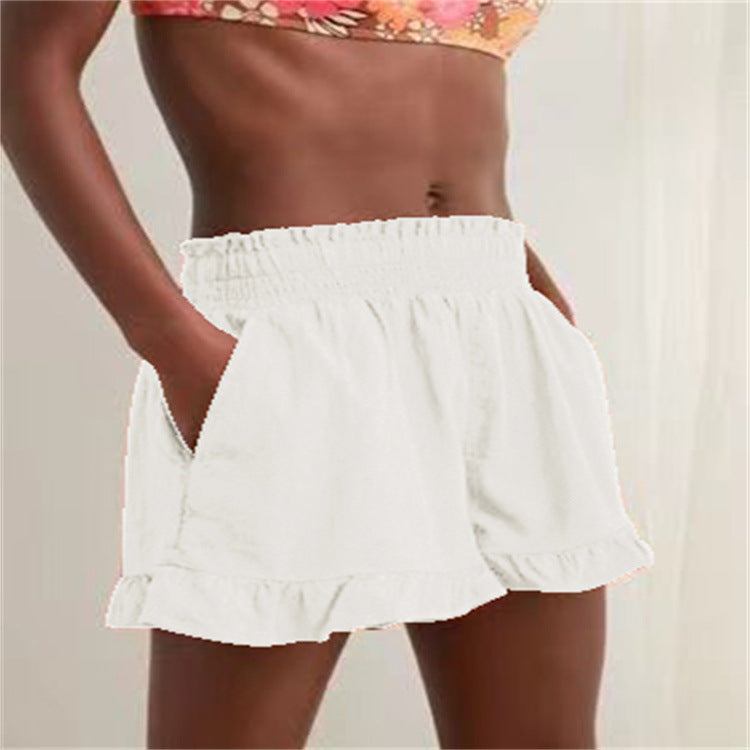 Damen Lockere Shorts mit Volant und Taschen EB