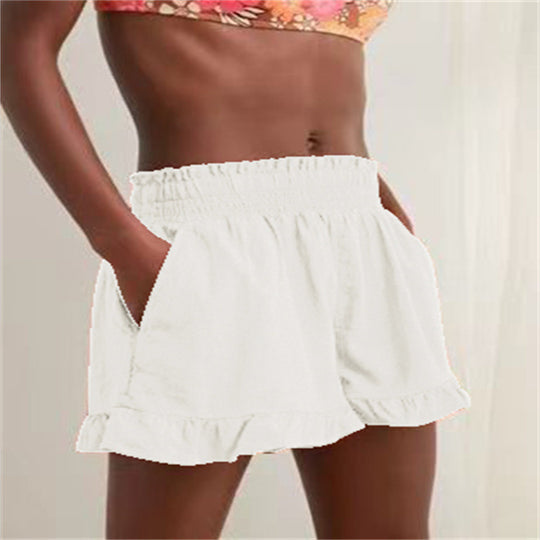 Damen Lockere Shorts mit Volant und Taschen EB